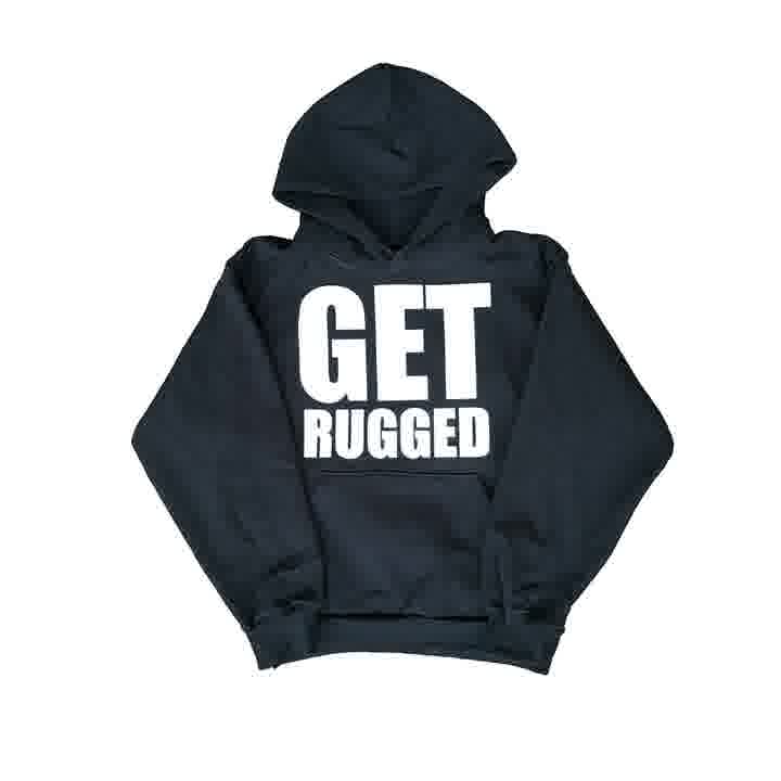 Black heavyweight hoodie, front view